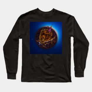 Dusk and Moon over little planet Warsaw Long Sleeve T-Shirt